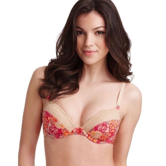 ELLE MACPHERSON Intimates FLORAL Lace YORKSHIRE ROSE American Nude BRA ( 32D ) - Picture 1 of 2
